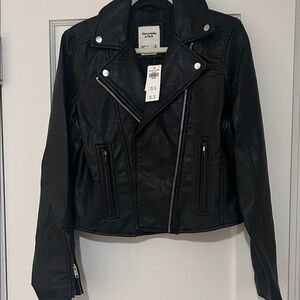 Abercrombie & Fitch Black Faux Leather Moto Jacket